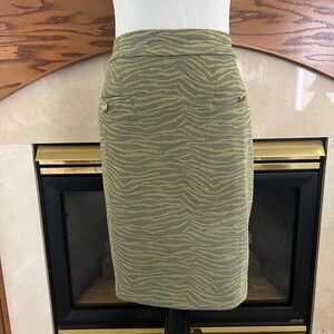 Michael Kors Army‎ Green Zebra Pull On Midi Pencil Skirt Size XL NEW